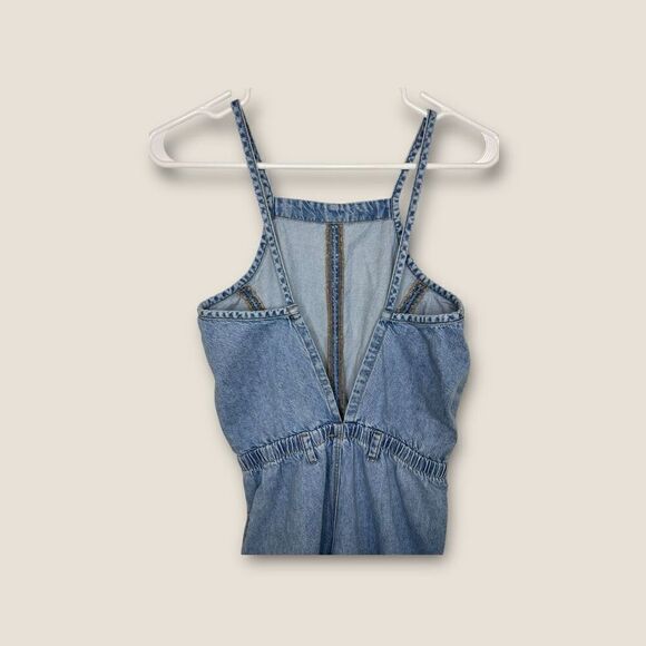 Zara Girls Denim Full Length Overall Jumpsuit Blue Size 13-14 - Picture 5 of 7